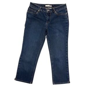 Chicos Platinum Women Size 0 Dark Wash Cropped Bootcut‎ Jeans Denim